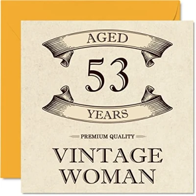 Afbeelding van Vintage 53e verjaardagskaarten voor vrouwen leeftijd 53 jaar leuke verjaardagskaart mama zus vrouw vriendin oppas oma tante, 145 mm x dames wenskaarten,