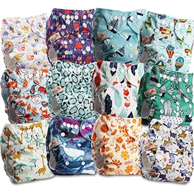 Afbeelding van Littles and Bloomz Herbruikbare baby pocketluier, standaard drukknoop, 12 luiers, FLP2 1202