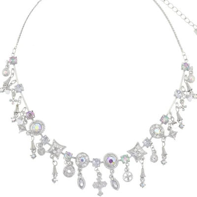 Afbeelding van Behave Korte ketting zilver kleur met hangers