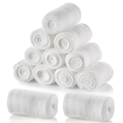 Afbeelding van Mullverband fixeerverband 10 cm x 4,5 m zacht ademend elastisch gaas voor wondverbanden wondverzorging 12 rollen