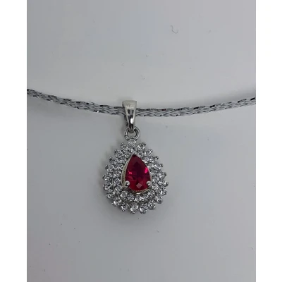 Afbeelding van Hanger zilver zirconia robijnkleurig zonder ketting Verlinden juwelier