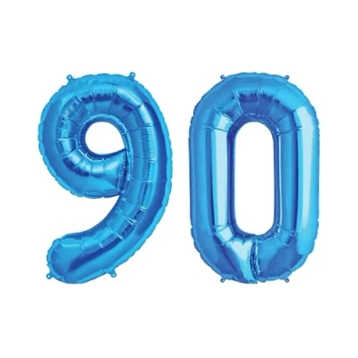 Afbeelding van Blauwe cijfer 90 folieballon, 101 cm