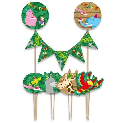 Afbeelding van Paperdreams Taartdecoratie set jungle 9 stuks