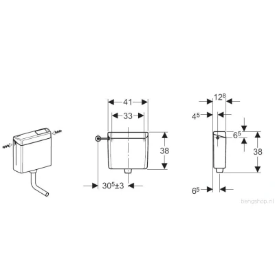 Afbeelding van Geberit laaghangend reservoir AP123 spoel stop wit