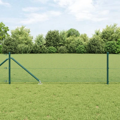 Afbeelding van vidaXL Gelaste Draadhek met 13 Spijkerpalen Groen 0.5x25 m Staal