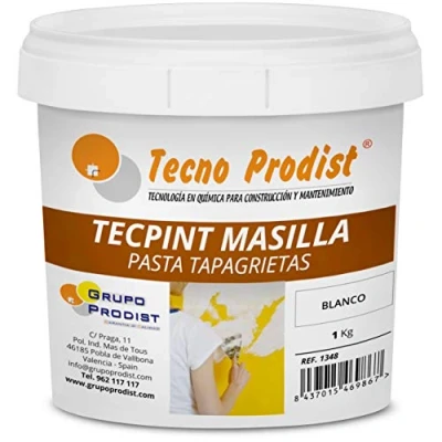 Afbeelding van TECPINT Wandmassa, Tecno Prodist, 1 kg (wit), vulmassa voor muur, pasta het repareren of afdekken van scheuren, gebruiksklaar, professionele kwaliteit