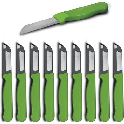 Afbeelding van Solingen Schilmesje Robuust Handvat RVS Glad 16 cm met &quot;Blade Cover&quot; Groen 10 stuks