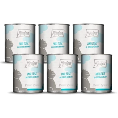 Afbeelding van MjAMjAM premium natvoer voor katten malse geit met heerlijke wortelen, pak van 6 (6 x 800 g), graanvrij extra vlees