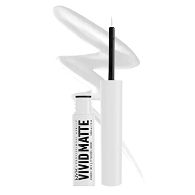 Afbeelding van NYX Professional Make Up Vivid matte Liquid Liner, eyeliner met nauwkeurige punt, afwerking en sterk gepigmenteerde kleur, wit, 1 stuk