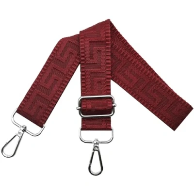 Afbeelding van Schouderriem voor tas, tasriemen om te wisselen, verstelbare tasriem, breed, 3,8 cm, met zilveren karabijnhaak, tasband, schouderriem, draagriem dameshandtassen, zuiver wijnrood, K18