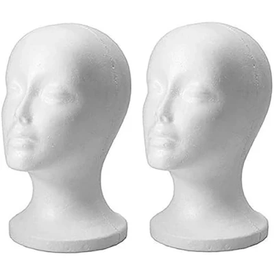 Afbeelding van 2 stuks dames piepschuim draagster opstaande kraag model display pruik polystyreen dragende etalagepop opvouwbare houder