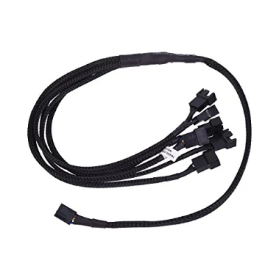 Afbeelding van Phobya Y kabel 4Pin PWM naar 6X 60cm Zwarte ventilatorkabel en adapter