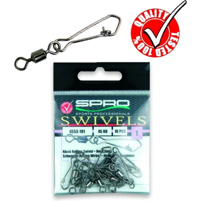 Afbeelding van Spro Black Rolling Swivel &amp; Hook Snap (10 pcs) Maat : 5