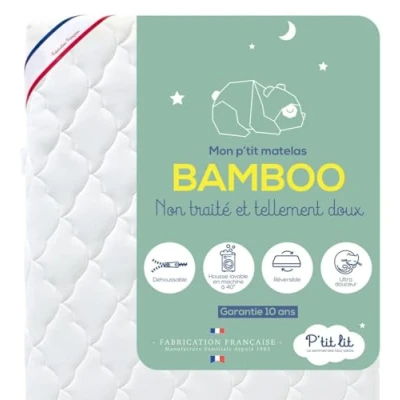 Afbeelding van P&#039;tit lit Bamboo Baby Matras 70x140 cm Zachte en Absorberend Viscose Vrij van Chemische Behandelingen Oeko Tex® EU product