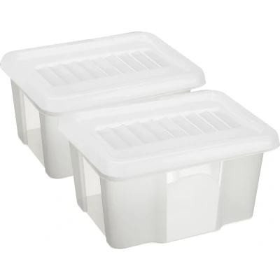 Afbeelding van Sunware 2x opslagbox kunststof 24 liter transparant 42 x 33 22 cm met deksel Opbergbox
