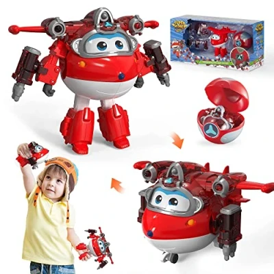 Afbeelding van Super Wings Iron Jett 5 inch, Ball Steel Power, speelgoedvliegtuig, transformeerbare robot, transformerende actiefiguur, speelgoed voor kinderen van 3 4 6 7 8 9 10 jaar jongen meisje