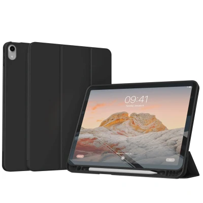 Afbeelding van Apple iPad Air 5 (2022) Hoes: Accezz Smart Silicone Bookcase Zwart Kunstleder Tablet Hoezen