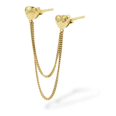 Afbeelding van Buddha to Dubbel Hart Studs Single Piece Verguld