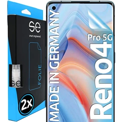 Afbeelding van s.e Beschermfolie voor Oppo Reno 4 Pro 5G, 2 stuks, full screen, positioneringshulp, 4Pro 5G beschermfolie, transparante displayfolie, functionerend alternatief veiligheidsglas,
