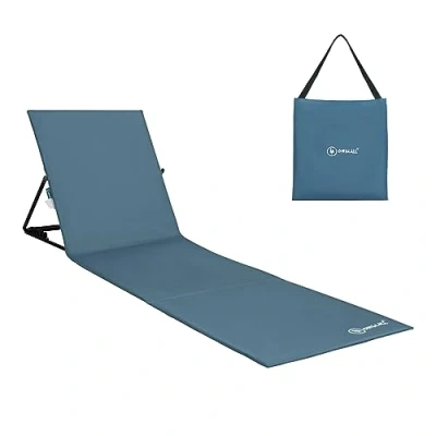 Afbeelding van Homecall Strandmat polyester rugleuning verstelbaar blauw