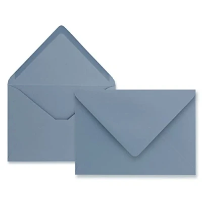 Afbeelding van Gustav Neuser FarbenFroh Enveloppen, DIN C6, 114 x 162 mm, gegomd, met natte plakrand, zonder venster, voor wenskaarten, uitnodigingen en waardebonnen, 100 stuks, grijs blauw