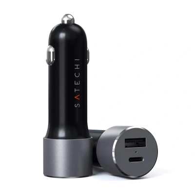 Afbeelding van Satechi dual autolader USB C en A (72W) spacegrijs