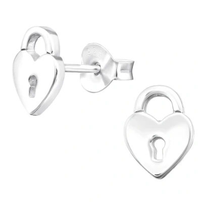 Afbeelding van JoyS Zilveren hartje slot oorbellen 6 x 8 mm massief egaal zilver oorknoppen