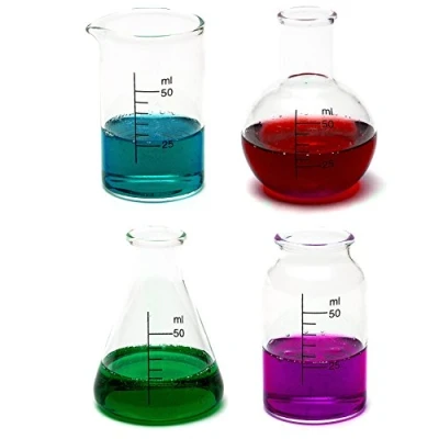 Afbeelding van CKB Ltd® Set van 4 Laboratorium Chemie Shotglazen Dranken Shooters 50ml Wetenschapsthema Nieuwigheid Lab vormige beker &amp; fles