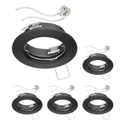 Afbeelding van ledscom.de 5 stuks Plafond inbouwframe FERE zwart mat (LED/Halogeen/MR16/50mm) incl. GU5.3 fitting