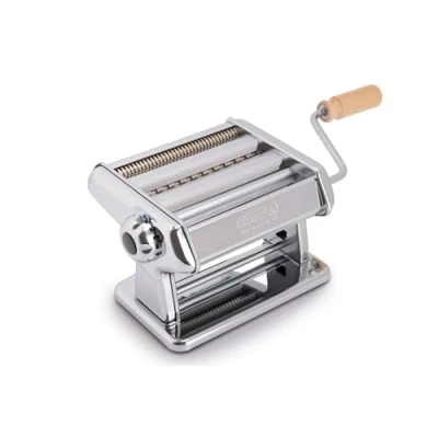 Afbeelding van Imperia Titania IPASTA pastamachine 100% Made in Italy. Frisse van staal. Handmatige bladeruitsteker met zwengel voor lasagne, tagliolini, fettuccine, chroom.