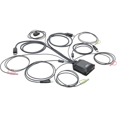 Afbeelding van 2 poorts USB DisplayPort kabel KVM schakelaar W A/V randdelen