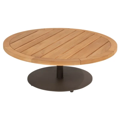 Afbeelding van 4 Seasons Outdoor Volta teak salontafel centrale poot rond 80 x 30 cm Terre