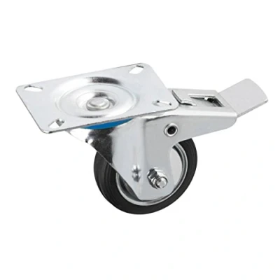 Afbeelding van Metafranc Zwenkwiel Ø 125 mm Vastzetter 104 x 80 plaat massief rubberen wiel Zacht loopvlak rollagers 100 kg draagkracht/transportwiel/meubelrol/zware wielen / 800780