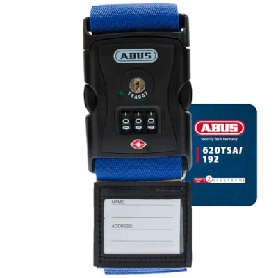 Afbeelding van ABUS Kofferband met TSA slot 620TSA/192, kofferriem 3 cijferige cijfercode, inclusief naamplaatje, blauw