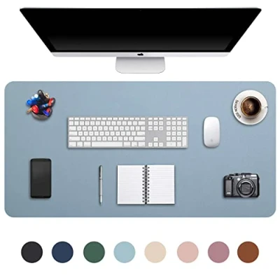 Afbeelding van DOBAOJIA Muismat Grote Mousepad XXL, Bureaulegger Bureaumat, Bureau Vloeipapier Schrijfblok, Laptop Bureaumat voor kantoor/thuis, PU leer waterdicht + suède antislip 90 x 43 cm (Grijsachtig Blauw)