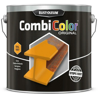 Afbeelding van rust oleum combicolor hoogglans ral 1007 veiligheidsgeel 2.5 ltr