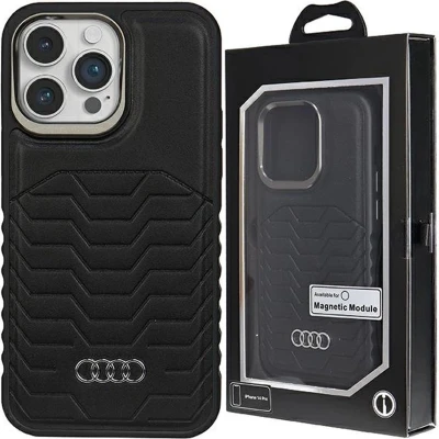 Afbeelding van Audi synthetisch leren hoesje met MagSafe voor iPhone 14 Pro zwart