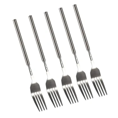 Afbeelding van Yosoo 5Pcs Rvs Diner Vork, 22 64 cm BBQ Telescopische Vork Uitschuifbare Lange Handvat Barbecue Roosteren Fruit Dessert