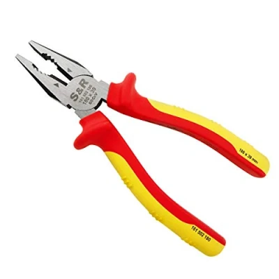 Afbeelding van S&amp;R VDE geteste universele tang 180 mm 1000V, gemaakt van 60CrV staal HRC 58 65, combinatietang gefosfateerd, serie