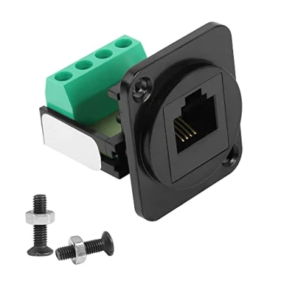 Afbeelding van QIANRENON RJ11 Panel Mount telefoon Adapter CAT3 6P4C Vrouwelijk naar Schroef Terminal Solderless Connector, Uitbreiding van lijn poort, Voor netwerk systeem Modem