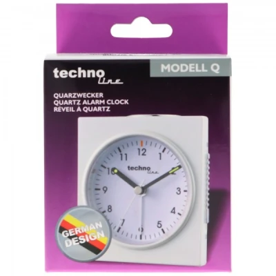 Afbeelding van Quartz wekker model Q wit zilver 76x85x46mm, zonder 1x AA Mignon LR6 batterij