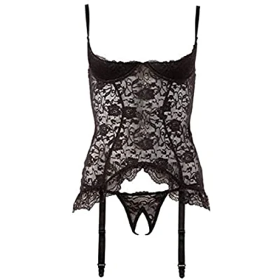 Afbeelding van Kanten Jarretel Jurkje Met String Zwart Cottelli Collection