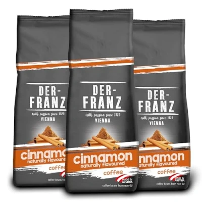 Afbeelding van Der Franz koffie, op smaak gebracht met kaneel, intensiteit 3/5, Arabica en Robusta koffiebonen, 3 x 500 g