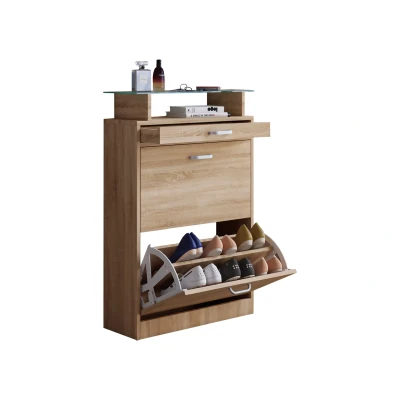 Afbeelding van VCM Houten Schap Kantelaar Schoenrek Schoenenkast Schoen 2 Kleppen Braso