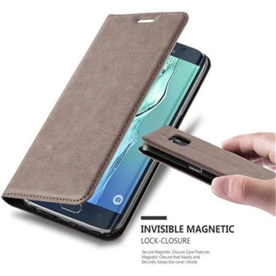 Afbeelding van Cadorabo Hoesje geschikt voor Samsung Galaxy S6 EDGE in KOFFIE BRUIN Beschermhoes Case magnetische sluiting Cover
