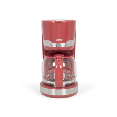 Afbeelding van Livoo DOD201 elektrisch koffiezetapparaat capaciteit 14 kopjes, 1000 W, herbruikbaar filter, warmhoudsysteem, druppelbescherming, kleur Chili rood