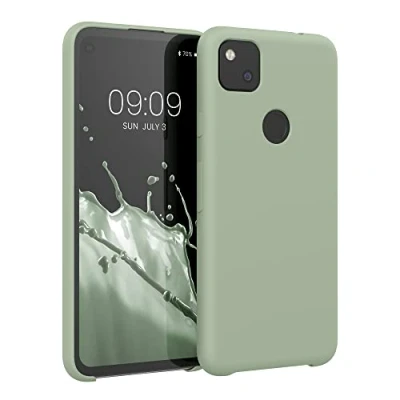 Afbeelding van kwmobile telefoonhoesje geschikt voor Google Pixel 4a Hoesje met siliconen coating Smartphone case in grijsgroen