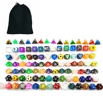 Afbeelding van Bescon 100pcs Big Set of Random Polyhedral Dice, Standard Sized DND Dice in a Variety Colors&amp;Effects