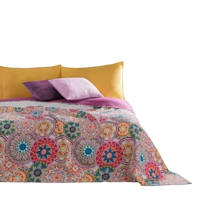 Afbeelding van DecoKing 77160 sprei tweezijdig, polyester, lila wit