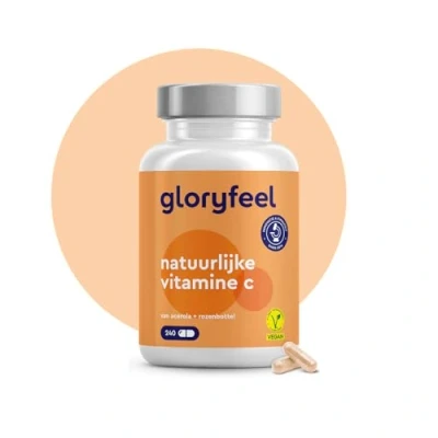 Afbeelding van Natuurlijke vitamine C 240 veganistische capsules 400mg pure uit acerola en rozenbottel extract per dag Laboratorium getest, hoog gedoseerd, zonder additieven